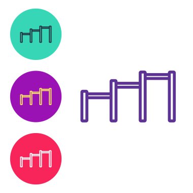 Beyaz arkaplanda Sport yatay çubuk simgesini ayır. Simgeleri renklendirin. Vektör.