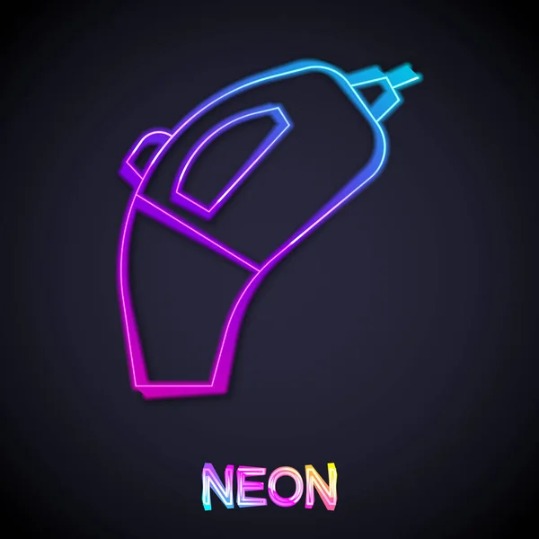 Glowing Neon Line Portable Vacuum Cleaner Icon Isolated Black Background — Stock vektor