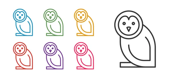 Stel Lijn Uil Bird Icon Geïsoleerd Witte Achtergrond Dierensymbool Stel — Stockvector
