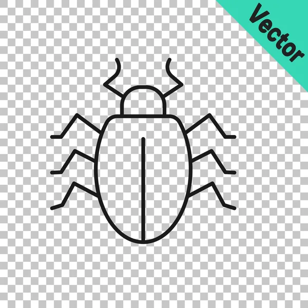 Black Line Colorado Beetle Icon Isolated Transparent Background Vector — Stock Vector