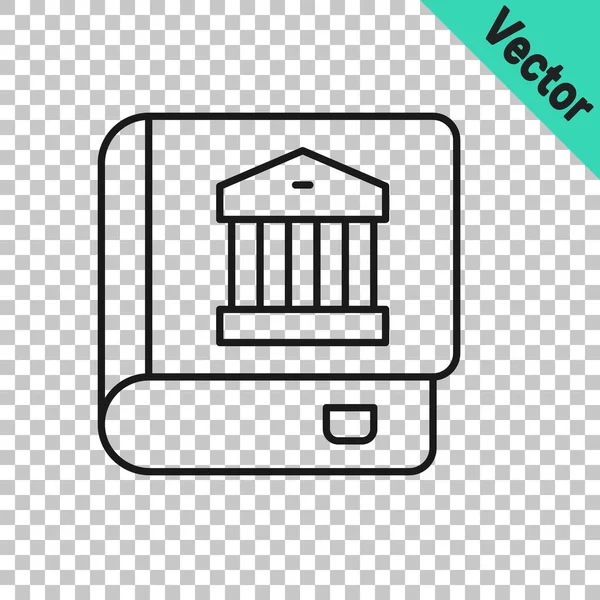 Schwarze Linie Law Book Symbol Isoliert Auf Transparentem Hintergrund Richterbuch — Stockvektor