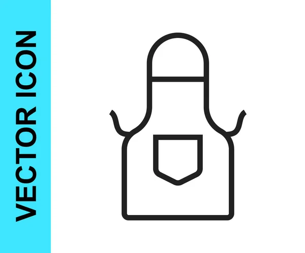 Línea Negra Icono Delantal Cocina Aislado Sobre Fondo Blanco Chef — Vector de stock