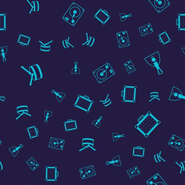 Bateriyi bagetlerle ayarlayın. Balalaika Vinil çalar ve Gitar yükselticisi pürüzsüz kalıpta. Vektör.