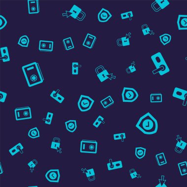 Güvenli parmak izi kapı kilidini ve kalkanı kusursuz desenli işaretle ayarla. Vektör.