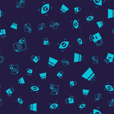 Belgeyi ayarla ve kalkanların güvenliğini göz taraması ve yangın söndürme sistemini kusursuz bir şekilde kilitle. Vektör.