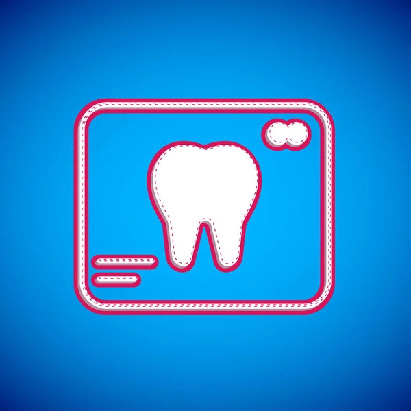 Raio Branco Ícone Dente Isolado Fundo Azul Raios Dentários Imagem —  Vetores de Stock