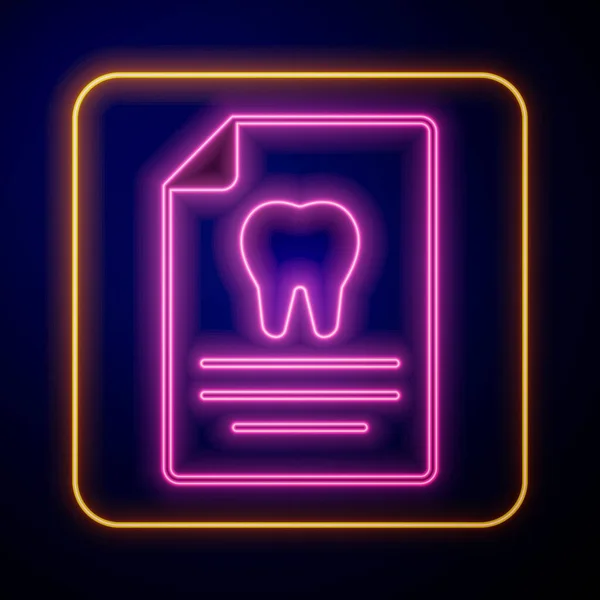 Appunti Fluorescenti Neon Con Scheda Dentale Icona Delle Cartelle Cliniche — Vettoriale Stock