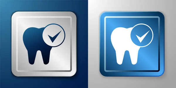 White Tooth Symbol Isoliert Auf Blauem Und Grauem Hintergrund Zahnsymbol — Stockvektor