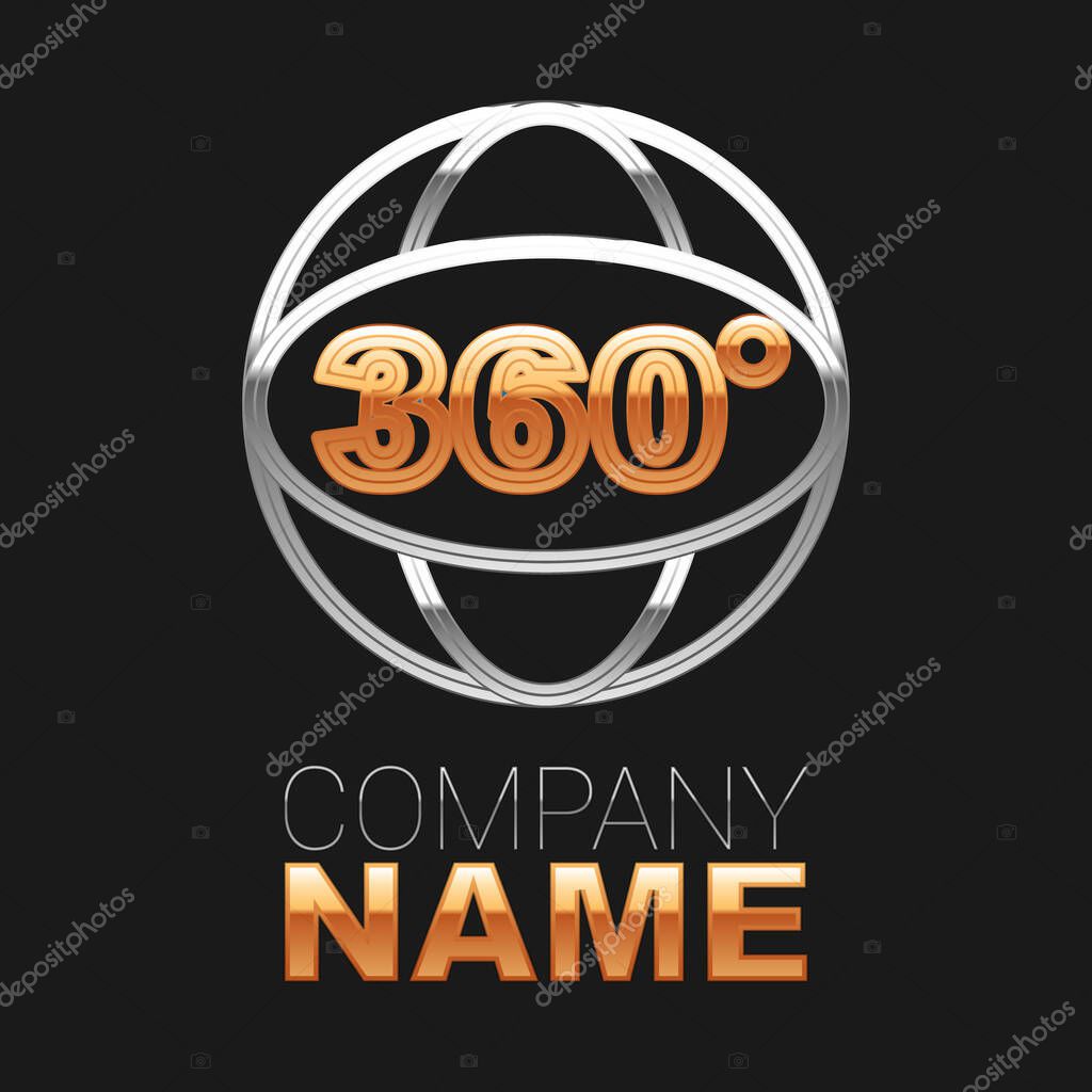 Line 360 degree view icon isolated on black background. Virtual reality. Angle 360 degree camera. Panorama photo. Colorful outline concept. Vector