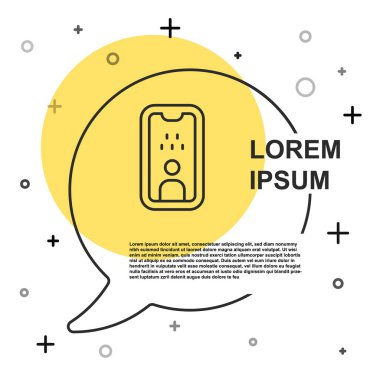 Siyah çizgi taksi sürücü ehliyeti simgesi beyaz arkaplanda izole edildi. Rastgele dinamik şekiller. Vektör