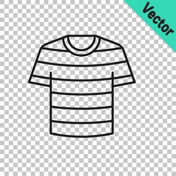 Svart Linje Randig Sjöman Shirt Ikon Isolerad Transparent Bakgrund Marint — Stock vektor