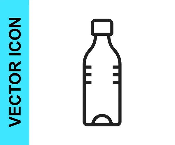 Línea Negra Icono Botella Agua Aislado Sobre Fondo Blanco Signo — Vector de stock