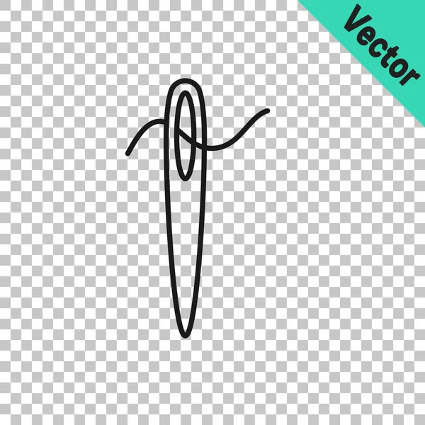 Schwarze Stricknadel Zum Nähen Mit Fadensymbol Auf Transparentem Hintergrund Maßanfertigung — Stockvektor