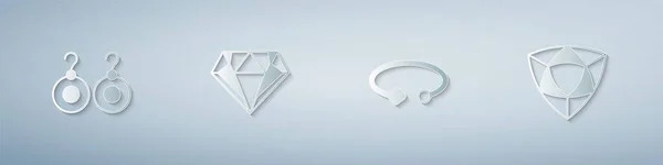 Set Pendientes Diamante Pulsera Joyas Estilo Arte Papel Vector — Archivo Imágenes Vectoriales