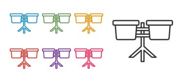 Bongo davul simgesini beyaz arkaplanda izole et. Müzik aleti sembolü. Simgeleri renklendirin. Vektör.