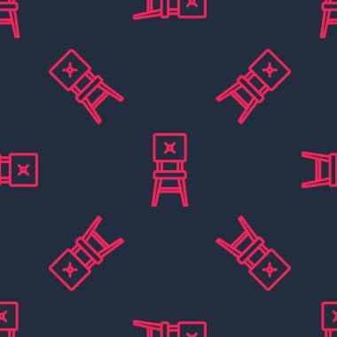 Kırmızı çizgi sandalye ikonu siyah arkaplanda kusursuz desen izole etti. Vektör.