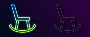 Parlayan neon hattı Armchair simgesi siyah arkaplanda izole edildi. Vektör.