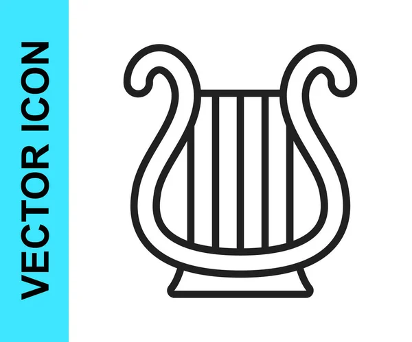 Черная Линия Икона Древнегреческой Лиры Выделена Белом Фоне Классический Музыкальный — стоковый вектор