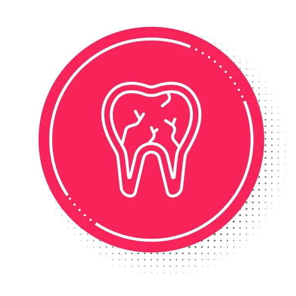 White Line Broken Tooth Icon Isolated White Background Dental Problem — Stock Vector