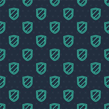 Yeşil çizgi simgesi mavi arkaplanda izole edilmiş kusursuz desen. Gardiyan. Güvenlik, güvenlik, koruma, gizlilik kavramı. Vektör.