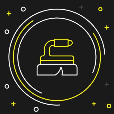 Temizlik simgesi için çizgi fırçası siyah arkaplanda izole edildi. Temizlik hizmeti konsepti. Renkli taslak konsepti. Vektör.