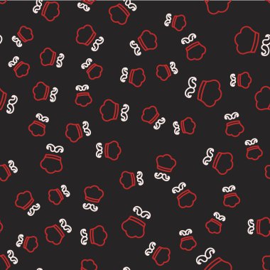 Çizgili İtalyan aşçı ikonu siyah arkaplanda kusursuz desen izole etti. Vektör.