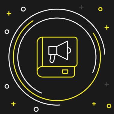 Çizgi Kitabı simgesi siyah arkaplanda izole edildi. Renkli taslak konsepti. Vektör.