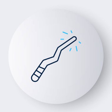 Çizgi Sihirli değnek simgesi beyaz arkaplanda izole edildi. Yıldız şeklinde sihirli aksesuar. Sihirli güç. Mutlu Cadılar Bayramı Partisi. Renkli taslak konsepti. Vektör.