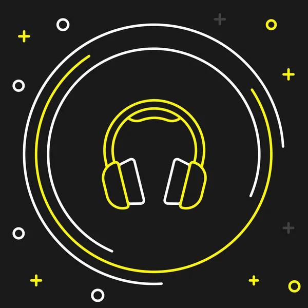 Line Headphones Pictogram Geïsoleerd Zwarte Achtergrond Oortelefoons Concept Voor Het — Stockvector