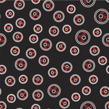 Çizgi yarışları direksiyon ikonu siyah arka planda izole edilmiş. Araba tekeri ikonu. Vektör.