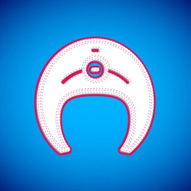 Mavi arka planda beyaz balık biftek ikonu var. Vektör.