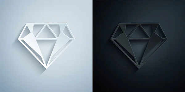 Papiergeschnittenes Diamant Symbol Isoliert Auf Grauem Und Schwarzem Hintergrund Schmuck — Stockvektor
