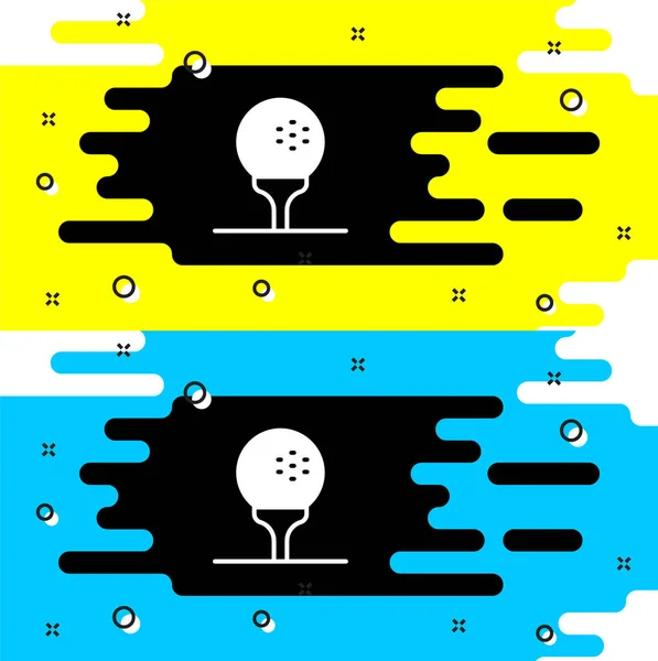 Blanco Pelota Golf Icono Camiseta Aislado Sobre Fondo Negro Vector — Archivo Imágenes Vectoriales