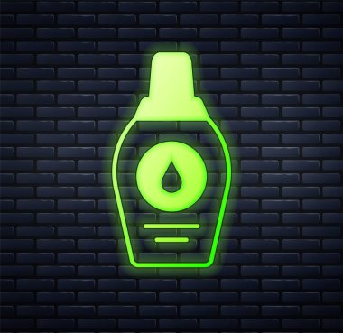 Duvarda izole edilmiş parlak neon şampuan ikonu. Vektör.