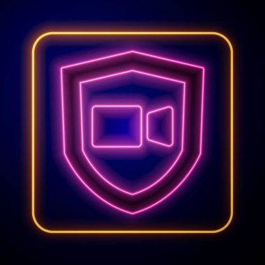 Parlayan neon görüntülü sohbet ikonu siyah arkaplanda izole edildi. Çevrimiçi iş görüşmesi formu. Uzak proje yönetimi. Vektör.