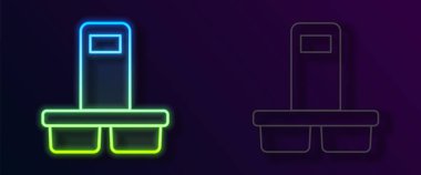 Siyah arka planda izole edilmiş parlak neon hattı kahve fincanı. Vektör.
