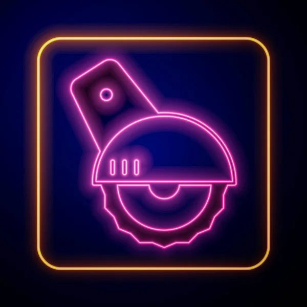 Leuchtende Neonfarbene Elektrische Kreissäge Mit Einem Stählernen Scheibensymbol Isoliert Auf — Stockvektor