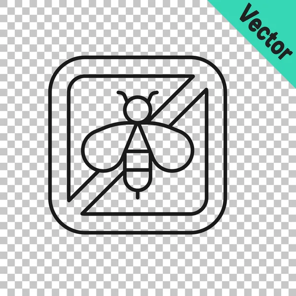 Черная Линия Стоп Пчела Значок Изолирован Прозрачном Фоне Сладкая Натуральная — стоковый вектор