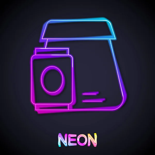 Žhnoucí Neonová Linka Online Objednání Rychlé Občerstvení Ikona Izolované Černém — Stockový vektor