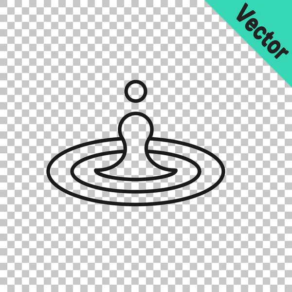 Línea Negra Icono Gota Agua Aislado Sobre Fondo Transparente Vector — Vector de stock