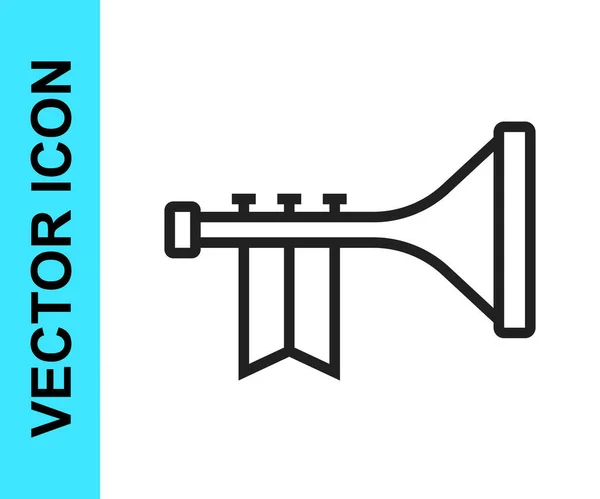 Ligne Noire Icône Trompette Isolée Sur Fond Blanc Instrument Musique — Image vectorielle