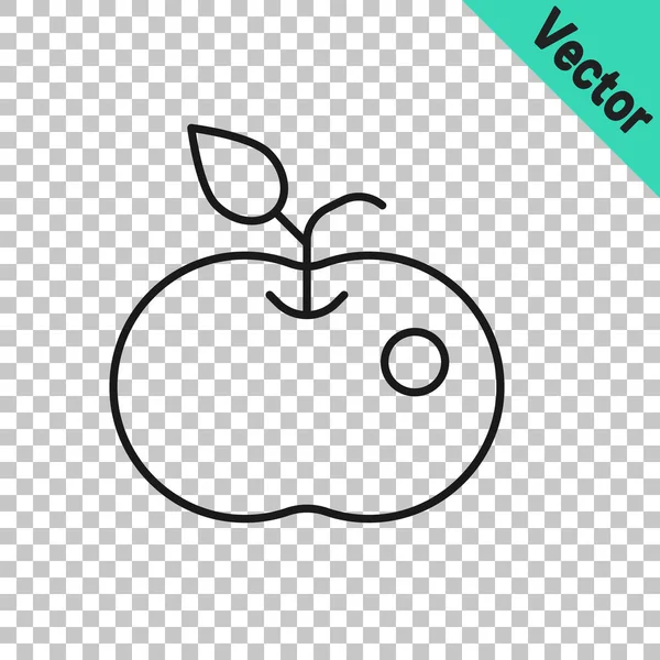 Línea Negra Icono Manzana Venenosa Aislado Sobre Fondo Transparente Manzana — Vector de stock