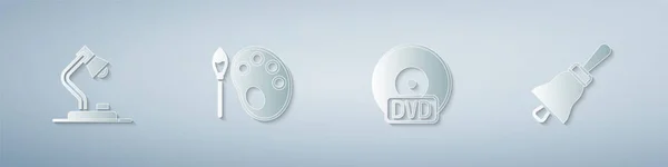 Set Tischlampe Pinsel Mit Palette Oder Dvd Disk Und Klingelnde — Stockvektor