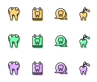 Diş Kırığı Takvimi 'ni kurun. Matkap ve matkap ikonu kullanın. Vektör.