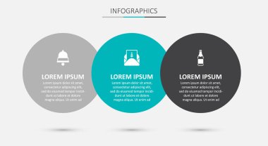Zarf, Noel çanı ve şampanya şişesi. Ticari bilgi şablonu. Vektör