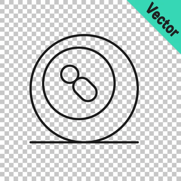 Black Line Billiard Pool Snooker Ball Number Icon Isolated Transparent — Stock Vector