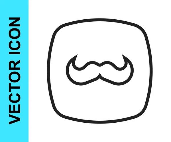 Black Line Mustache Icon Isolated White Background Barbershop Symbol Facial — Stock Vector