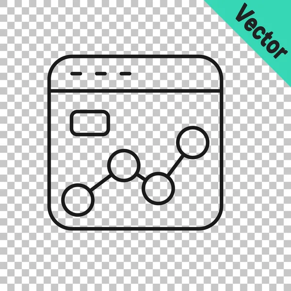 Ligne Noire Icône Analyse Marché Isolé Sur Fond Transparent Signaler — Image vectorielle