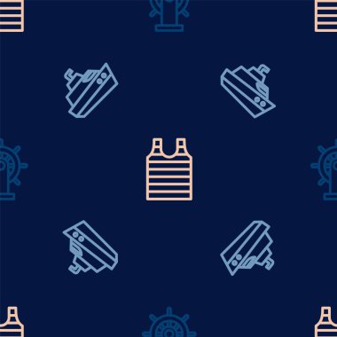 Hat direksiyonu, sürat teknesi ve çizgili denizci tişörtü. Vektör