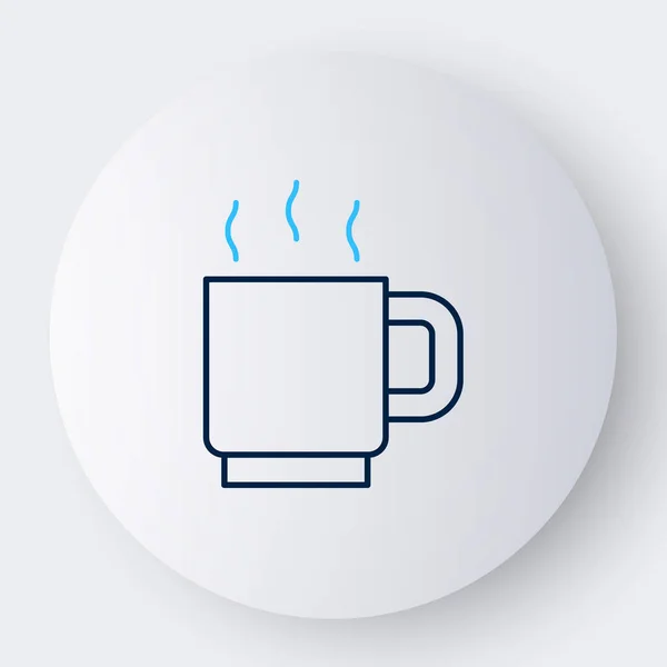 白を基調としたラインコーヒーカップのアイコン ティーカップ ホットドリンクコーヒー カラフルなアウトラインコンセプト ベクトル — ストックベクタ